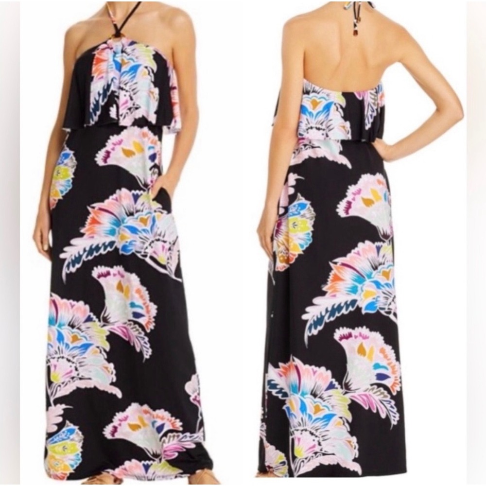 Trina Turk Seychelles Cover Up XXS UK 4 Floral Halter Maxi Dress NWT